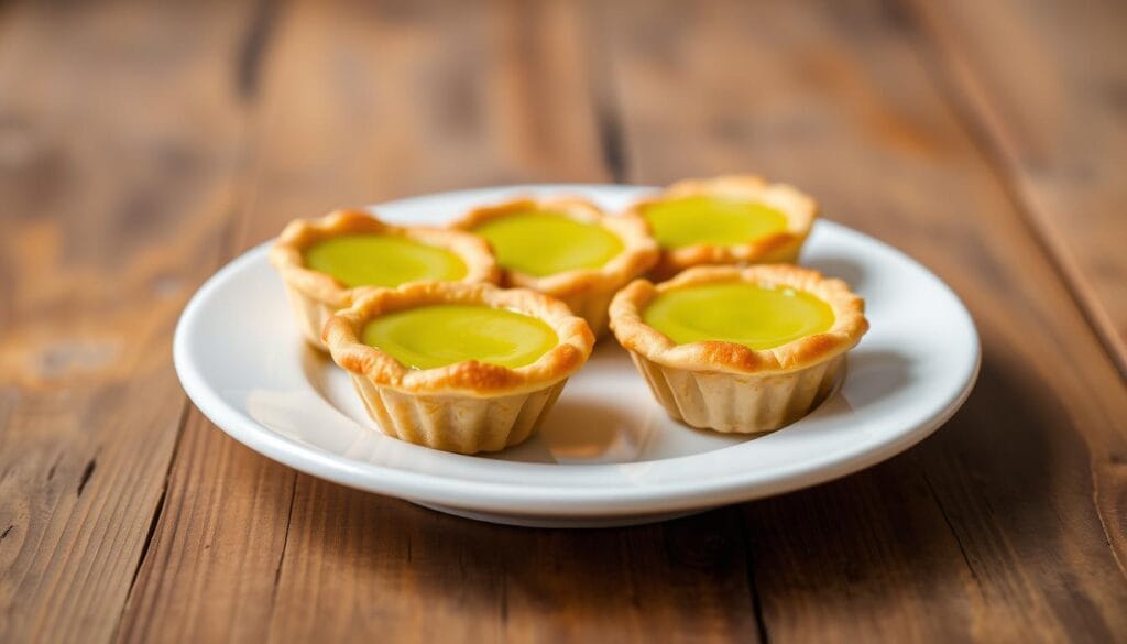 A delightful arrangement of mini key lime pies sits atop a rustic wooden surface, their vibrant green filling and golden crusts glistening under the soft, warm lighting. The pies are presented on a pristine white plate, their petite size accentuating the delicate nature of this classic dessert. The background is slightly blurred, allowing the pies to take center stage and inviting the viewer to indulge in their tangy, creamy goodness. The overall composition is simple yet visually appealing, capturing the essence of the "Magic of Mini Key Lime Pies" in a single, mouthwatering image. A delightful arrangement of mini key lime pies sits atop a rustic wooden surface, their vibrant green filling and golden crusts glistening under the soft, warm lighting. The pies are presented on a pristine white plate, their petite size accentuating the delicate nature of this classic dessert. The background is slightly blurred, allowing the pies to take center stage and inviting the viewer to indulge in their tangy, creamy goodness. The overall composition is simple yet visually appealing, capturing the essence of the "Magic of Mini Key Lime Pies" in a single, mouthwatering image.
